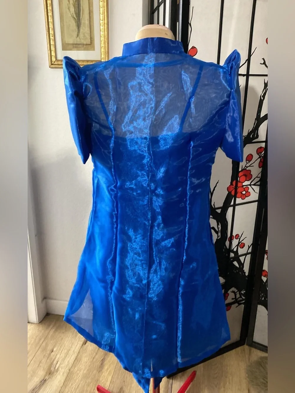 Women’s Filipiniana Blue Embroidered Organza Dress with Set Bolero